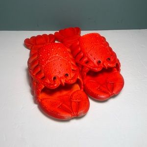 Red Lobster Slides Summer Novelty Animal Slippers MEN-12-13   EU-46-47 Rubber